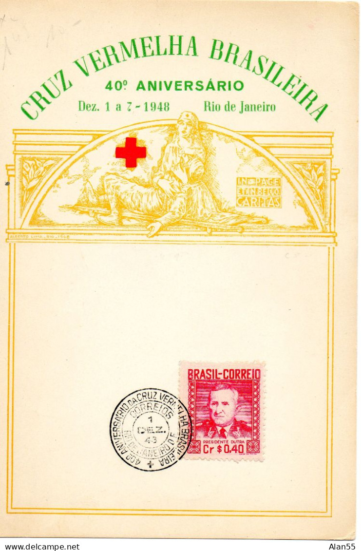 BRESIL.1948. FDC. ENCART CROIX-ROUGE - Covers & Documents