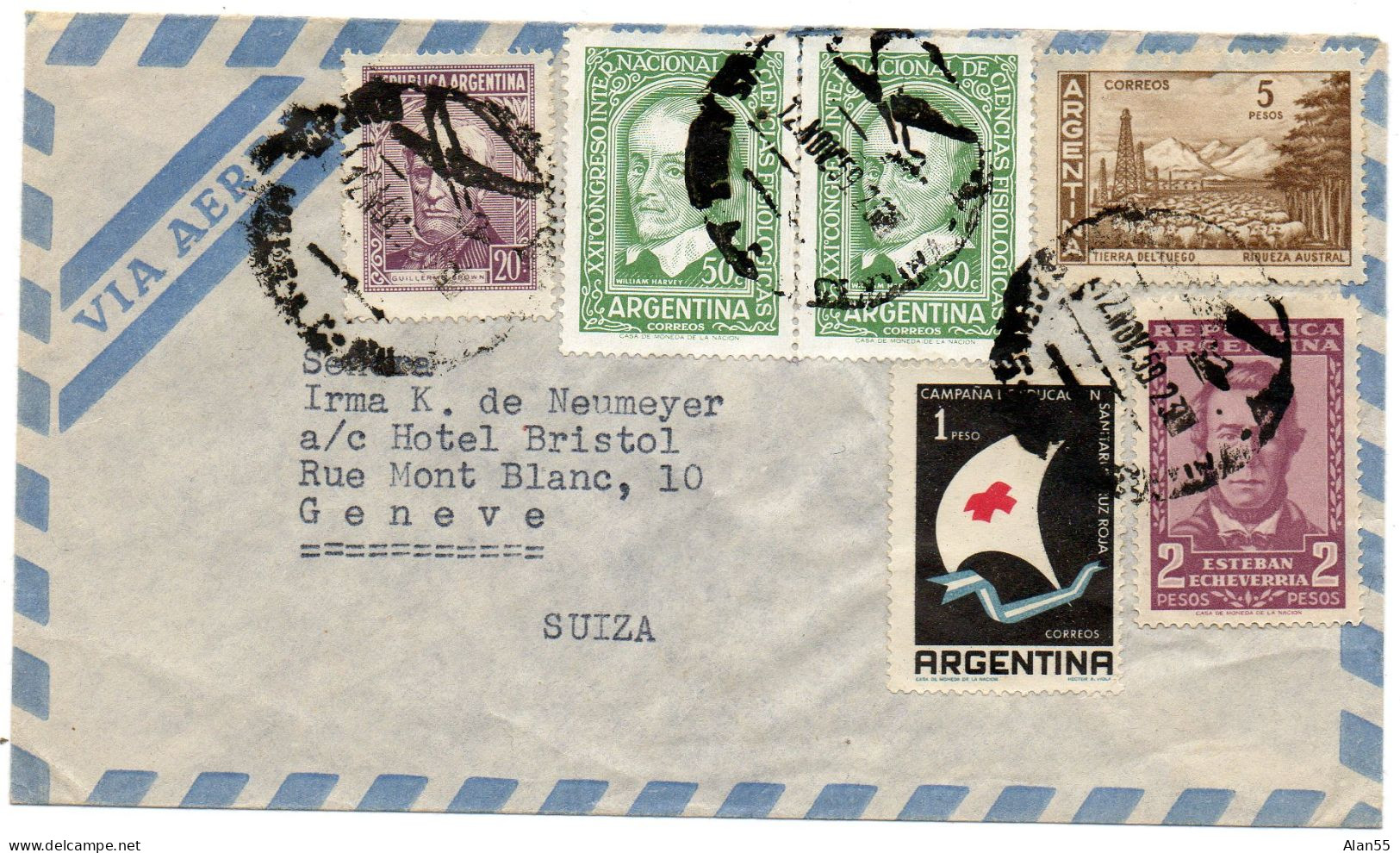 ARGENTINE.1959. THEMES:CROIX-ROUGE.ANIMAUX.PERSONNALITES..LETTRE Pour SUISSE. - Briefe U. Dokumente