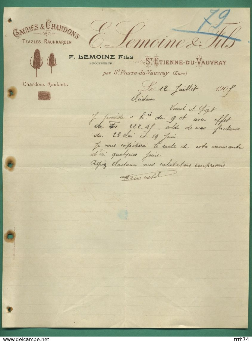 27 Saint Pierre Etienne Du Vauvray Lemoine Et Fils Gaudes Et Chardons Teazles Rauhkarden 12 07 1907 - Altri & Non Classificati