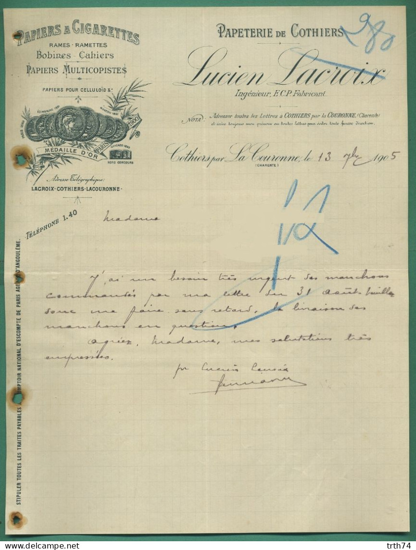 16 Cothiers Par La Couronne Lacroix Lucien Papiers à Cigarettes Cahiers ( Logo Médailles D' Or )   1905 - Imprimerie & Papeterie