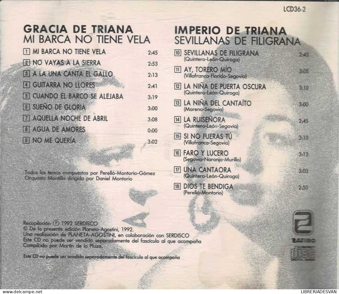 Gracia De Triana / Imperio De Triana - Mi Barca No Tiene Vela / Sevillanas De Filigrana. CD - Other - Spanish Music