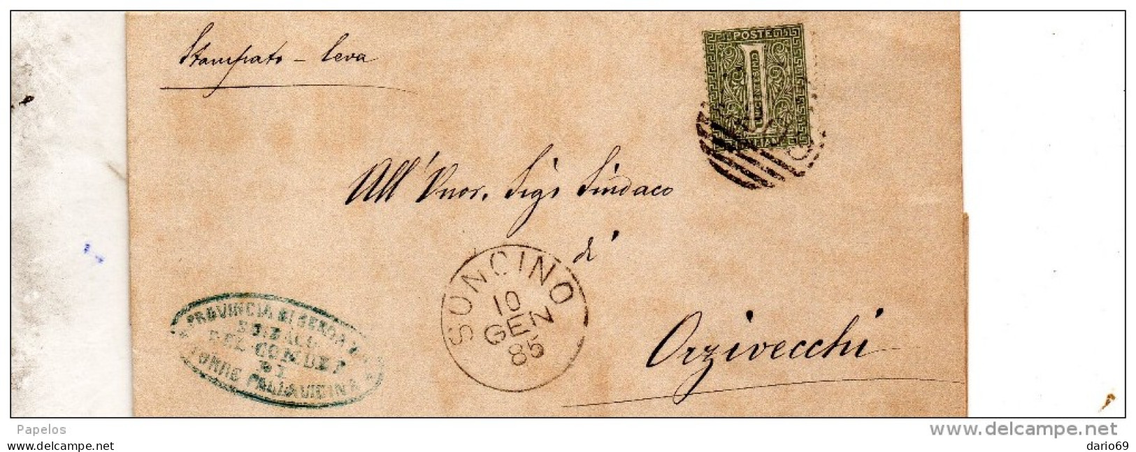 1885  LETTERA CON ANNULLO SONCINO   CREMONA - Storia Postale