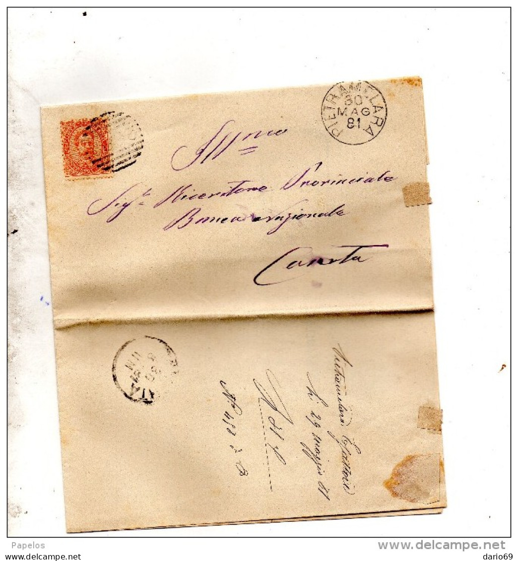1881  LETTERA CON ANNULLO  PIETRAMELARA  CASERTA - Poststempel