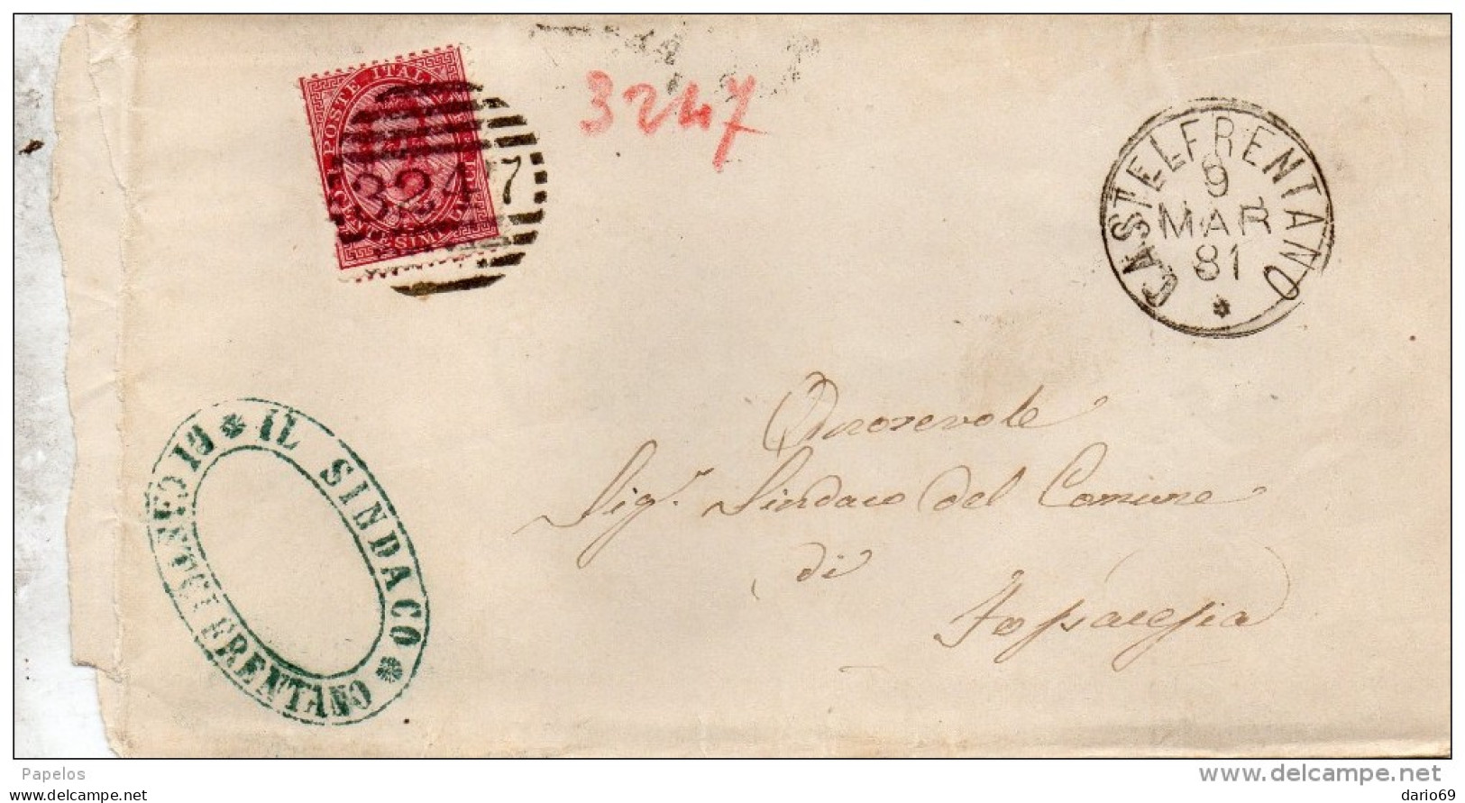 1881  LETTERA CON ANNULLO  CASTEL FRENTANO CHIETI - Storia Postale