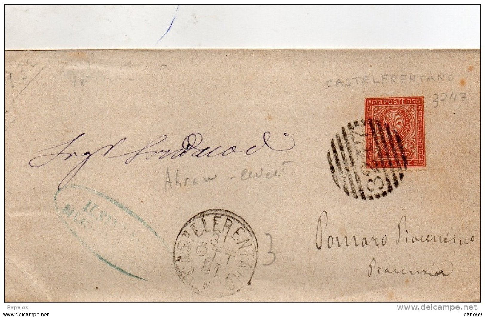 1881  LETTERA CON ANNULLO  CASTEL FRENTANO CHIETI - Poststempel