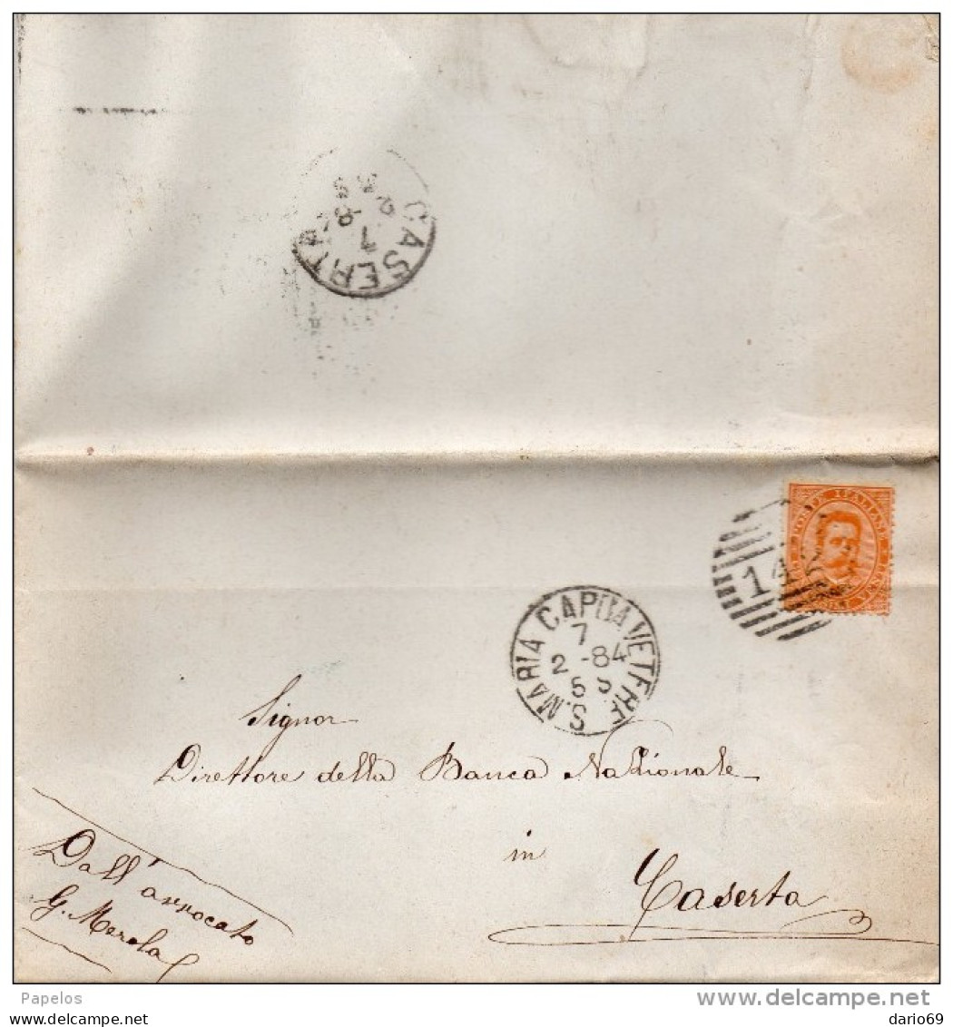 1884  LETTERA CON ANNULLO SANTA MARIA CAPUA VETERE CASERTA - Marcophilie