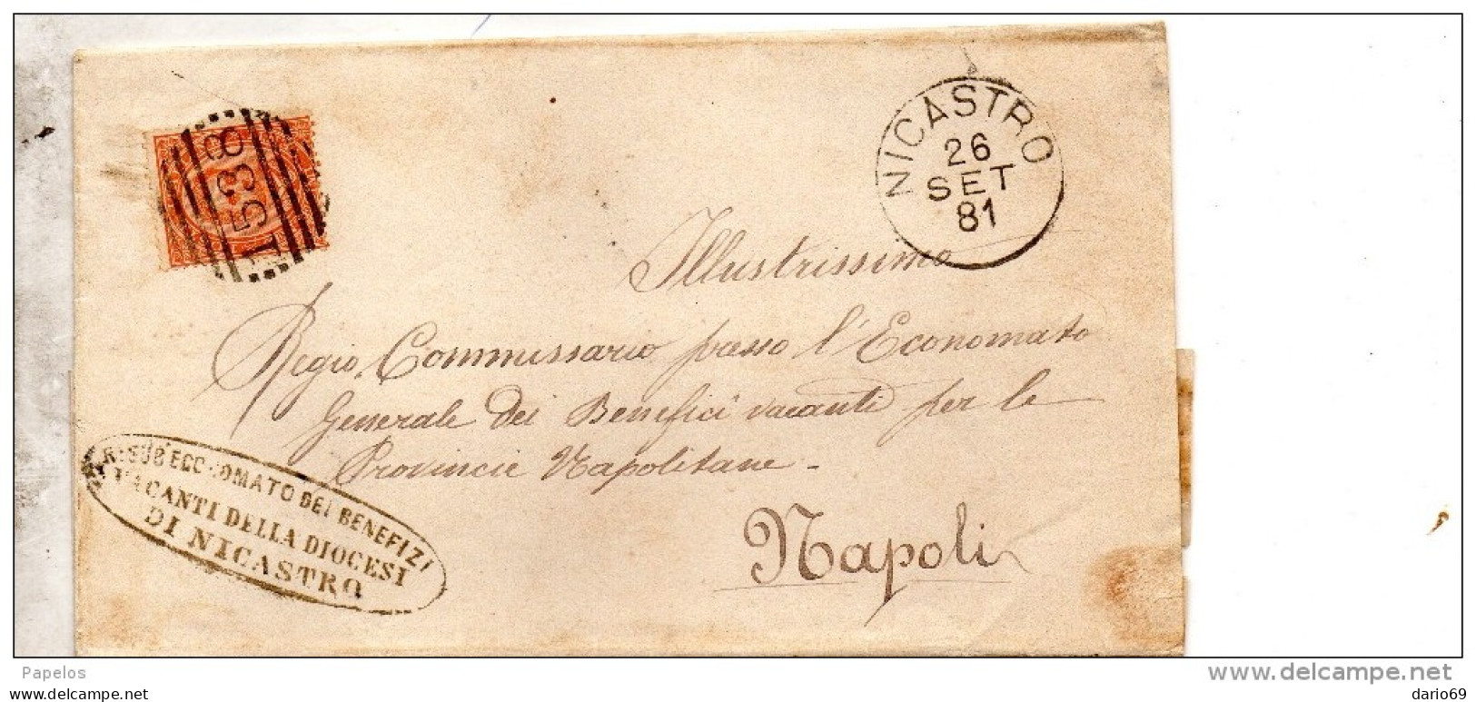 1881 LETTERA CON ANNULLO NICASTRO CATANZARO - Poststempel