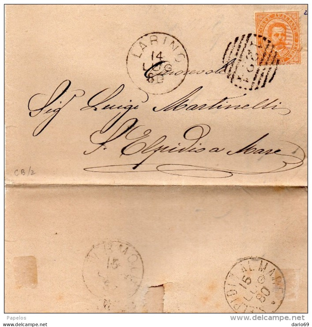 1880 LETTERA CON ANNULLO LARINO CAMPOBASSO - Storia Postale