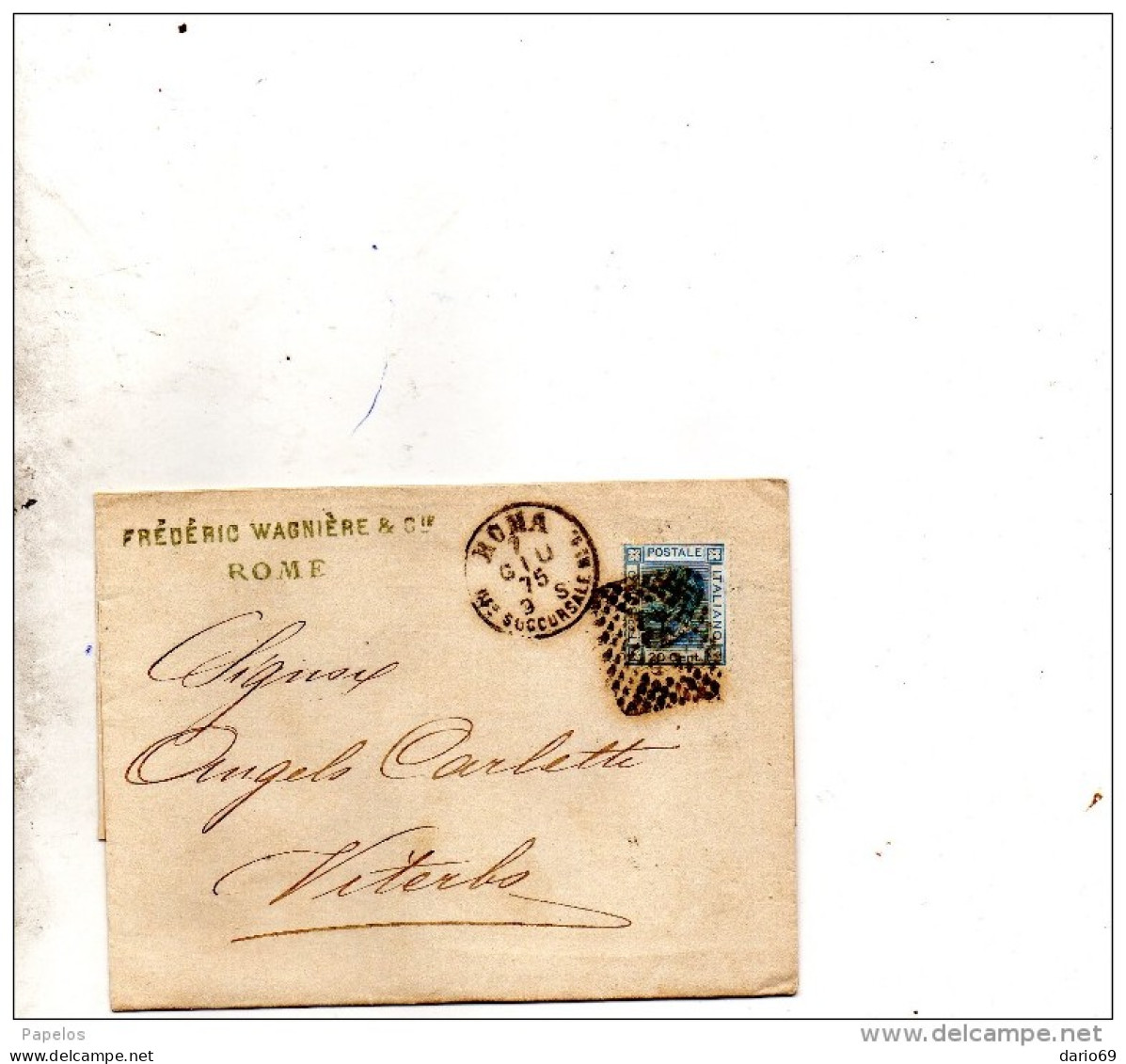 1875  LETTERA  CON ANNULLO ROMA SUCCURSALE 1 - Storia Postale