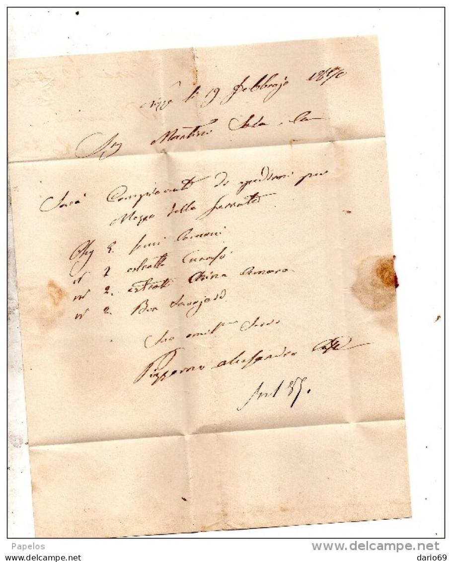 1870  LETTERA  CON ANNULLO NIZZA MONFERRATO + ALESSANDRIA STAZIONE - Marcophilie