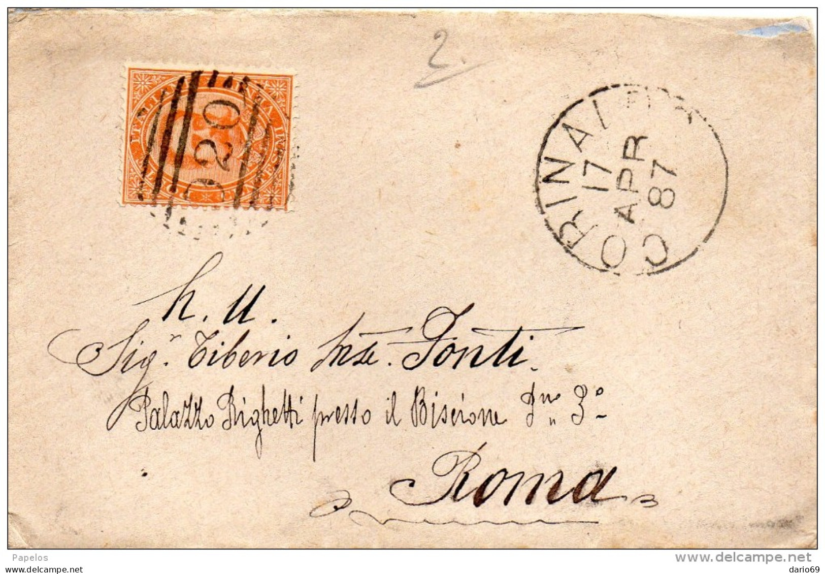 1887 LETTERA  CON ANNULLO CORINALDO ANCONA - Storia Postale