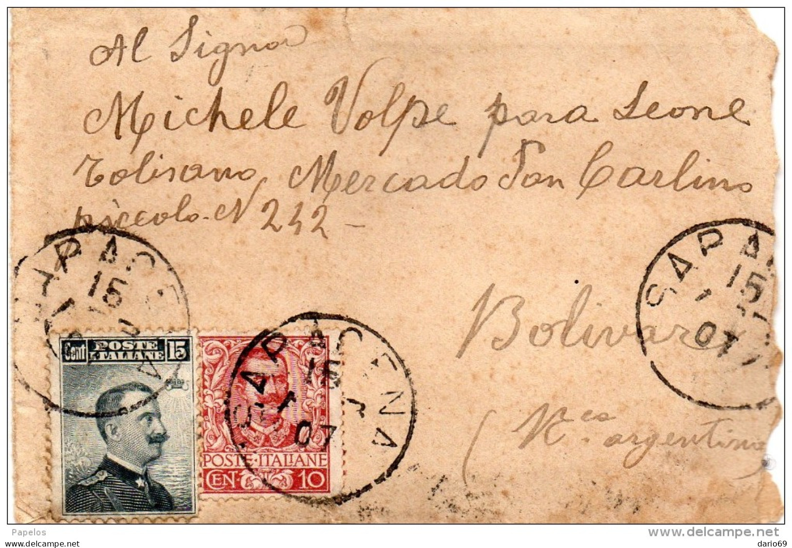 1907  LETTERA CON ANNULLO SARACENA COSENZA - Poststempel