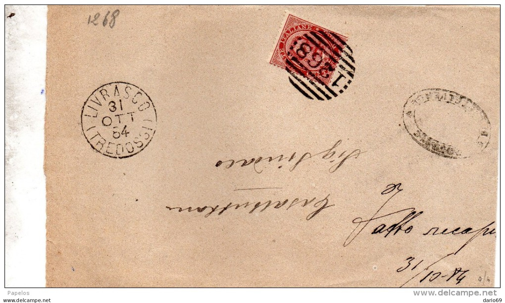 1884  LETTERA CON ANNULLO  LIVRASCO TREDOSSI CREMONA - Storia Postale