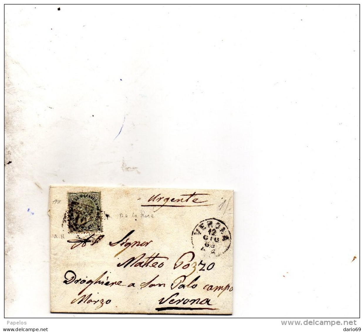 1869  LETTERA  CON ANNULLO VERONA - Storia Postale