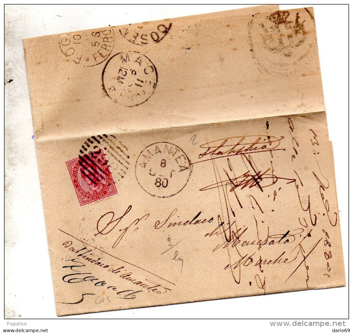 1880  LETTERA CON ANNULLO AMANTEA COSENZA - Storia Postale