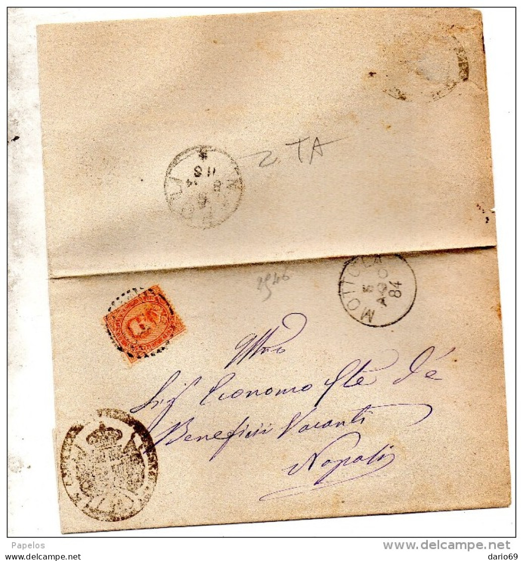 1884  LETTERA CON ANNULLO NUMERALE  MOTTOLA  TARANTO - Storia Postale