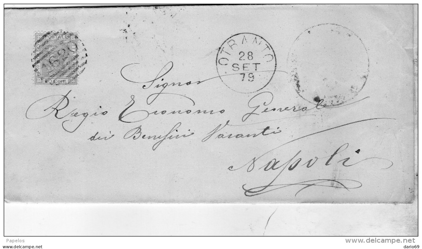 1879  LETTERA CON ANNULLO NUMERALE OTRANTO LECCE - Marcofilía