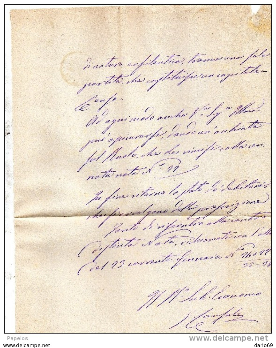 1885  LETTERA CON ANNULLO NUMERALE MOTTOLA  TARANTO - Storia Postale