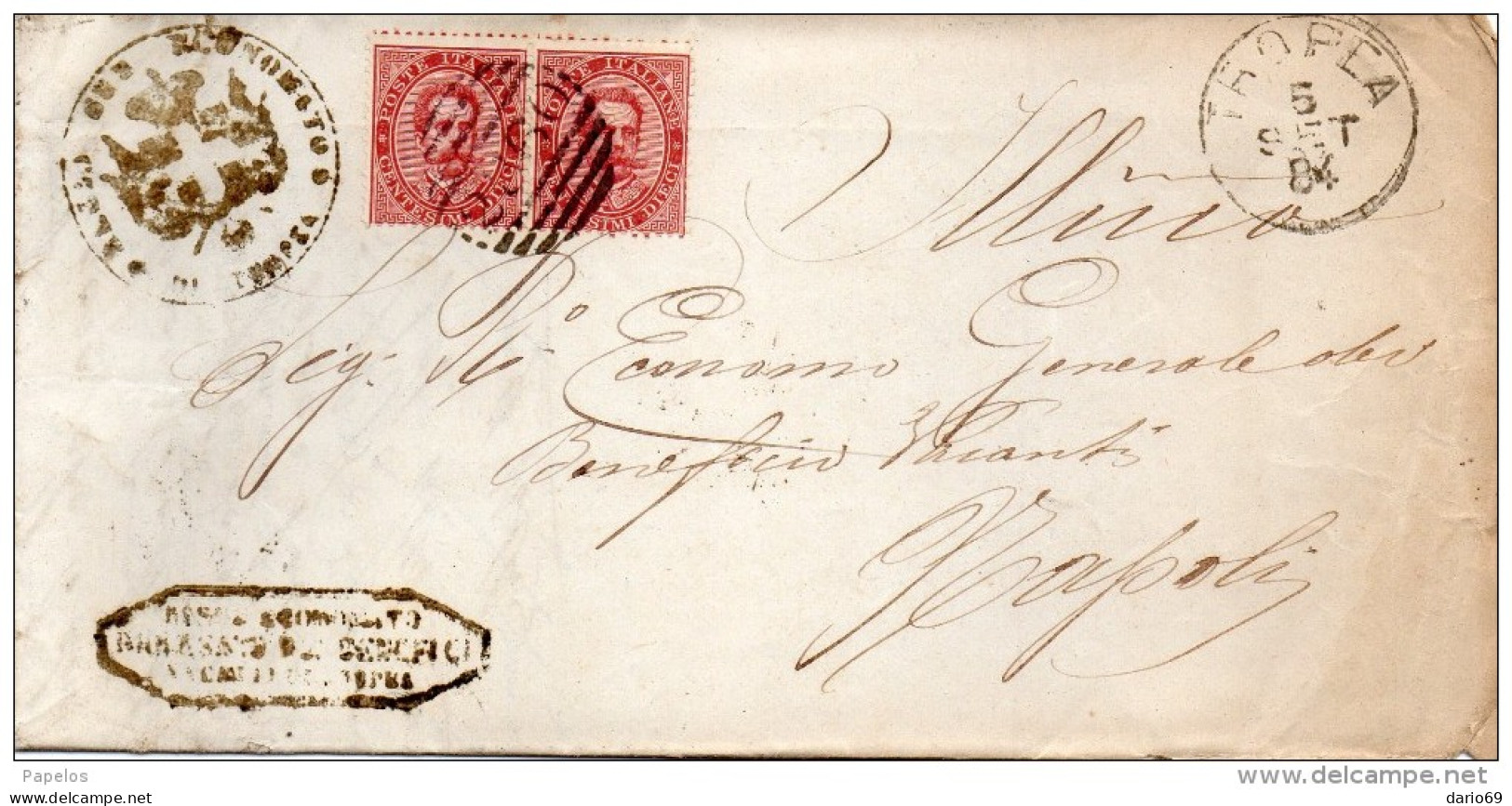 1884  LETTERA CON ANNULLO TROPEA VIBO VALENTIA - Marcophilie