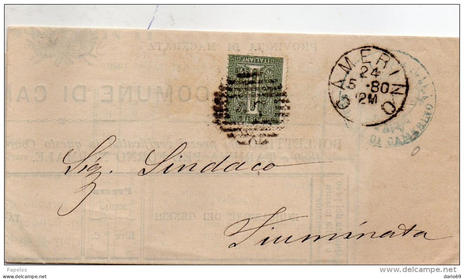 1880  LETTERA CON ANNULLO CAMERINO MACERATA - Marcophilie