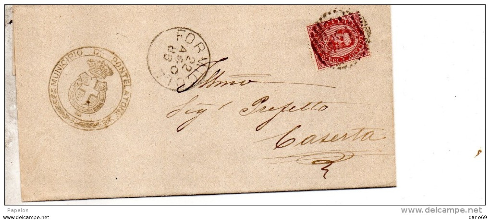 1886  LETTERA CON ANNULLO FORMICOLA CASERTA - Storia Postale