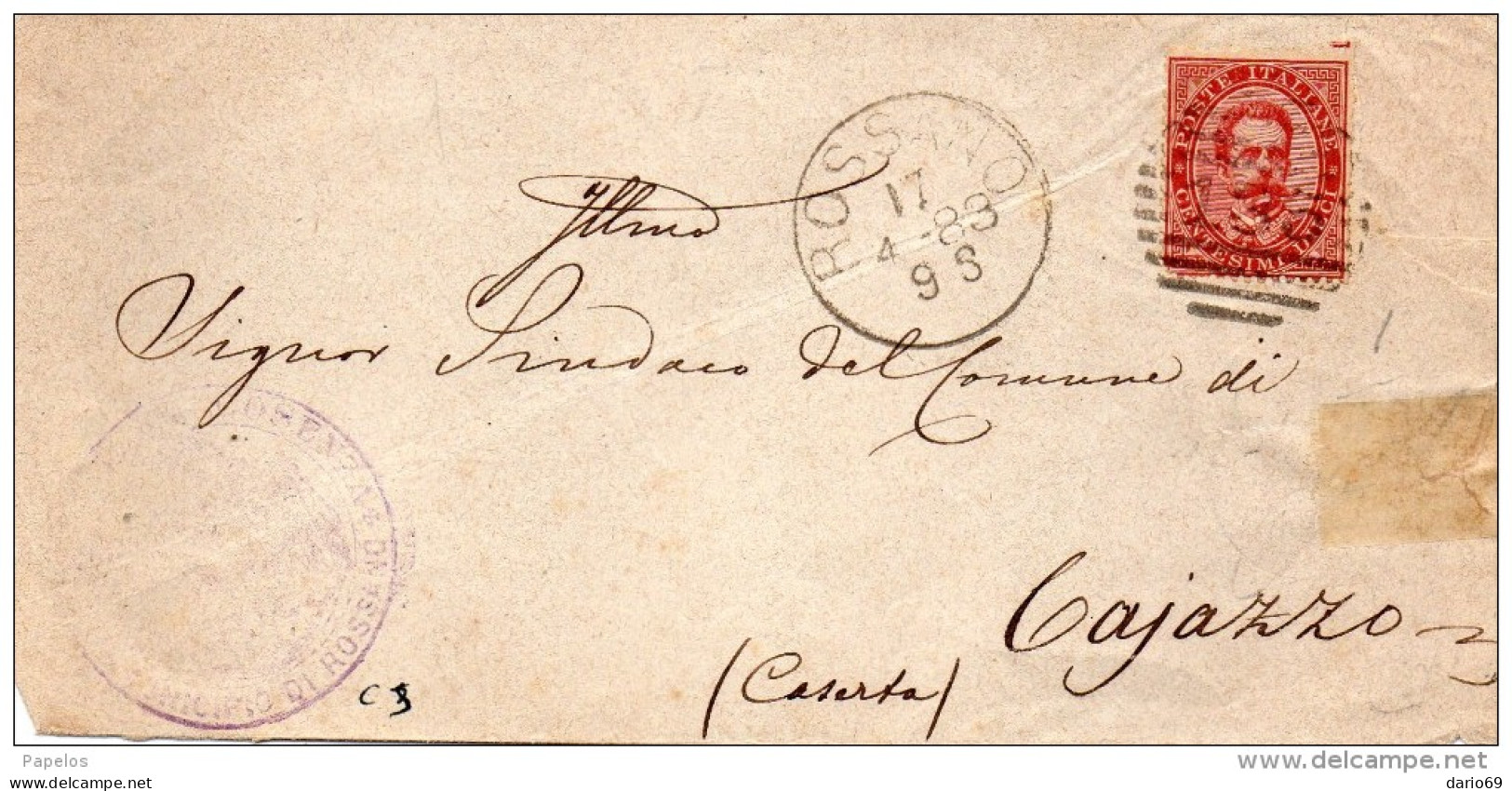 1883 LETTERA CON ANNULLO ROSSANO COSENZA - Storia Postale