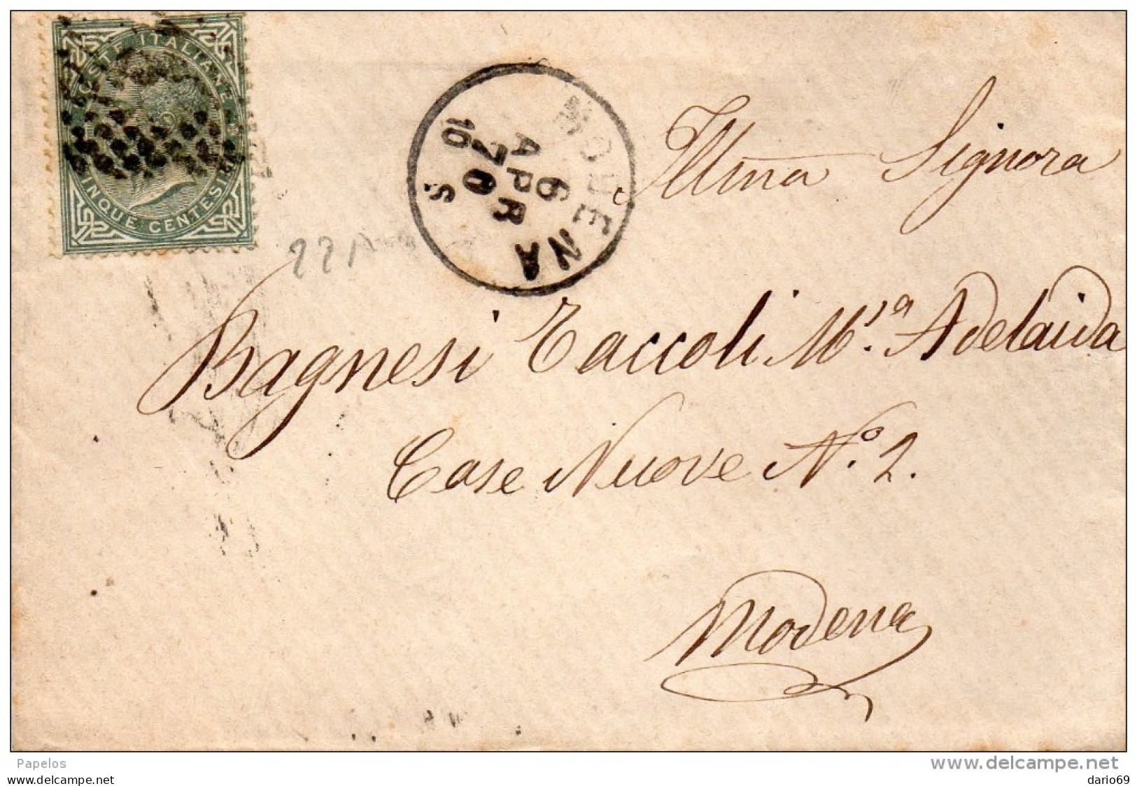 1870  LETTERA CON ANNULLO MODENA - Marcophilie