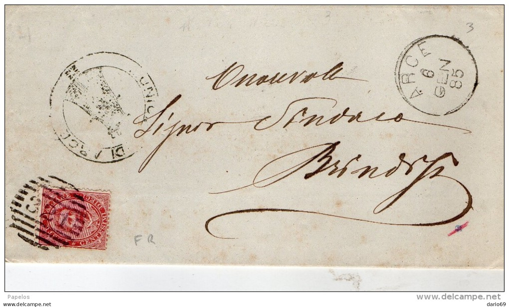 1885 LETTERA CON ANNULLO ARCE FROSINONE - Poststempel