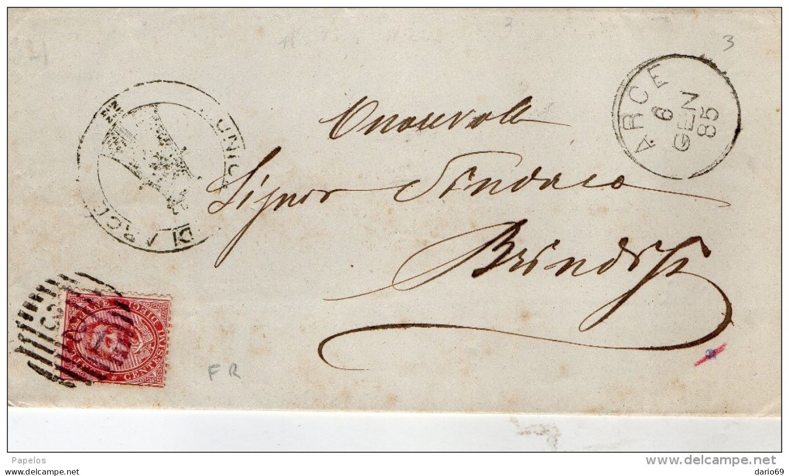 1885 LETTERA CON ANNULLO ARCE FROSINONE - Storia Postale