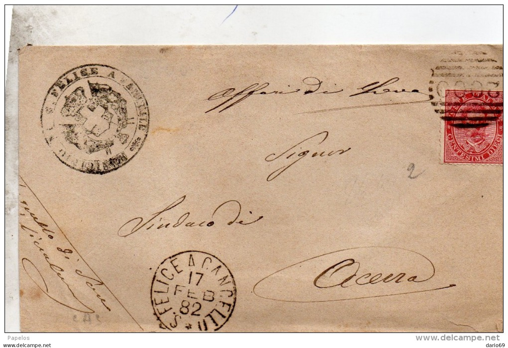 1882  LETTERA CON ANNULLO S. FELICE A CANCELLO CASERTA - Storia Postale