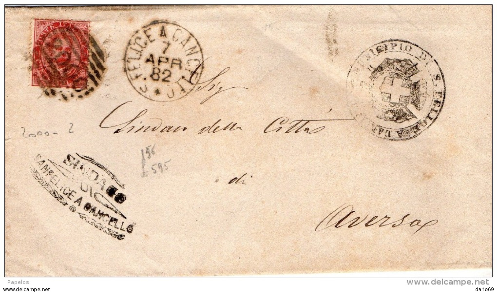 1882  LETTERA CON ANNULLO S. FELICE A CANCELLO CASERTA - Storia Postale