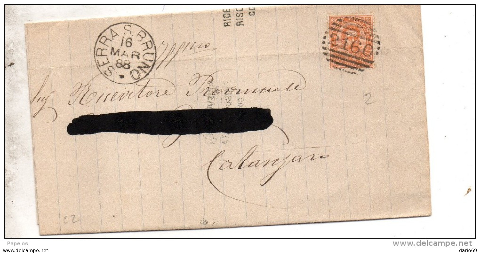 1888  LETTERA CON ANNULLO SERRA  SAN BRUNO VIBO VALENTIA - Storia Postale