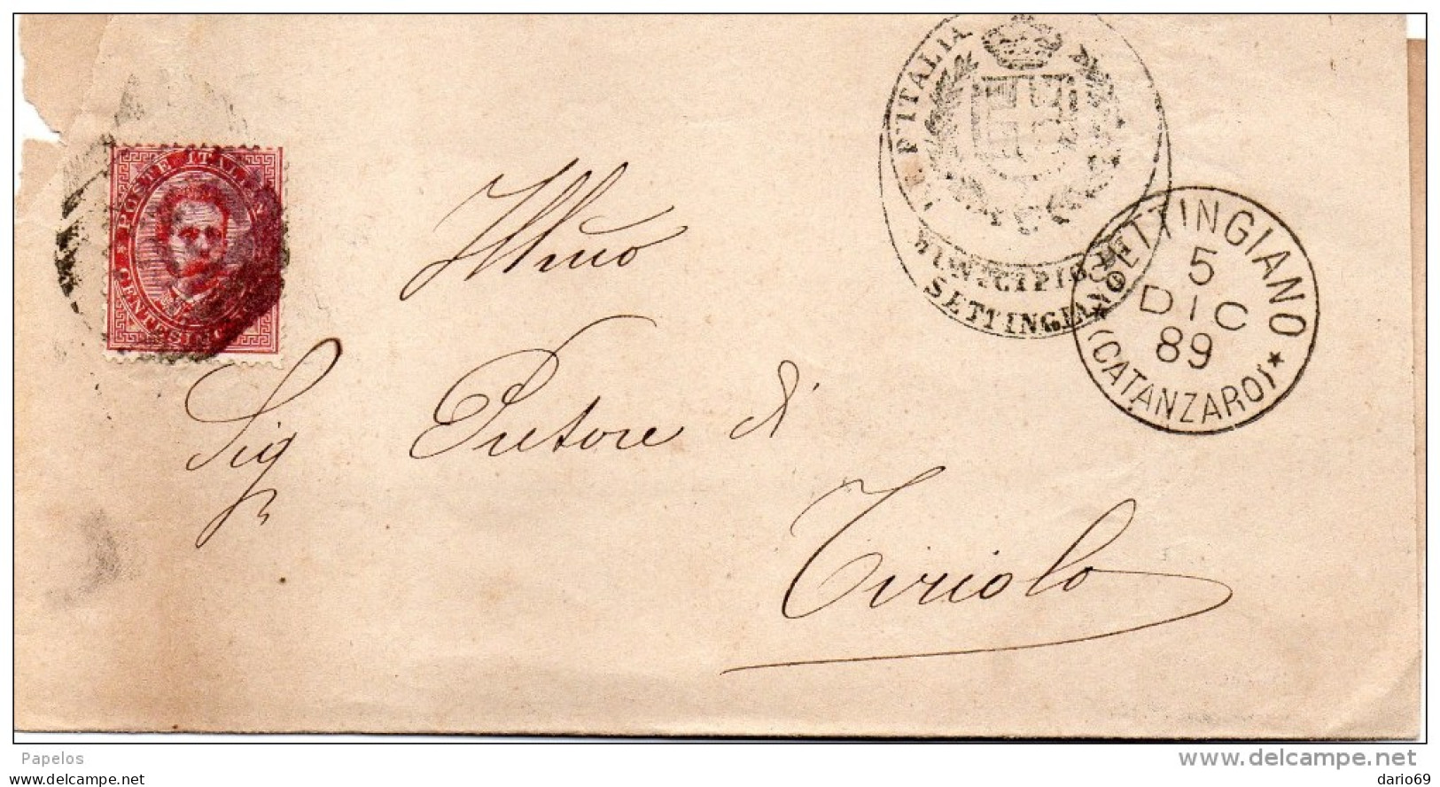 1889  LETTERA CON ANNULLO SETTINGIANO CATANZARO - Poststempel