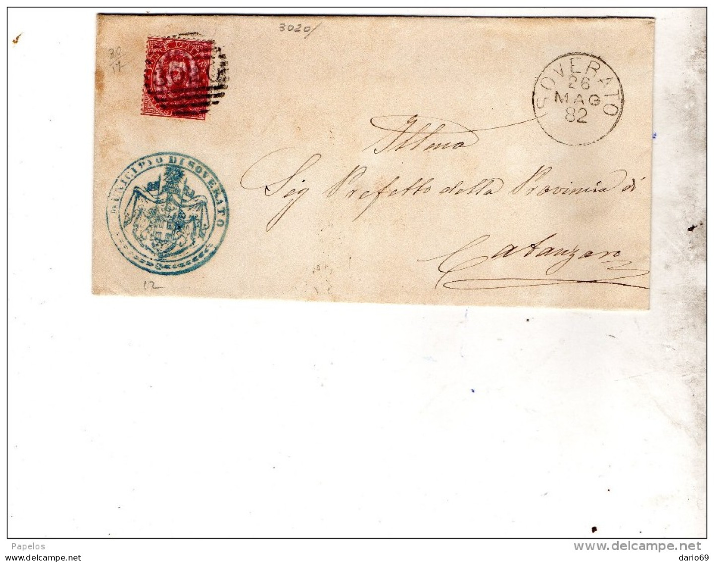 1882  LETTERA CON ANNULLO DI SOVERATO CATANZARO - Paketmarken