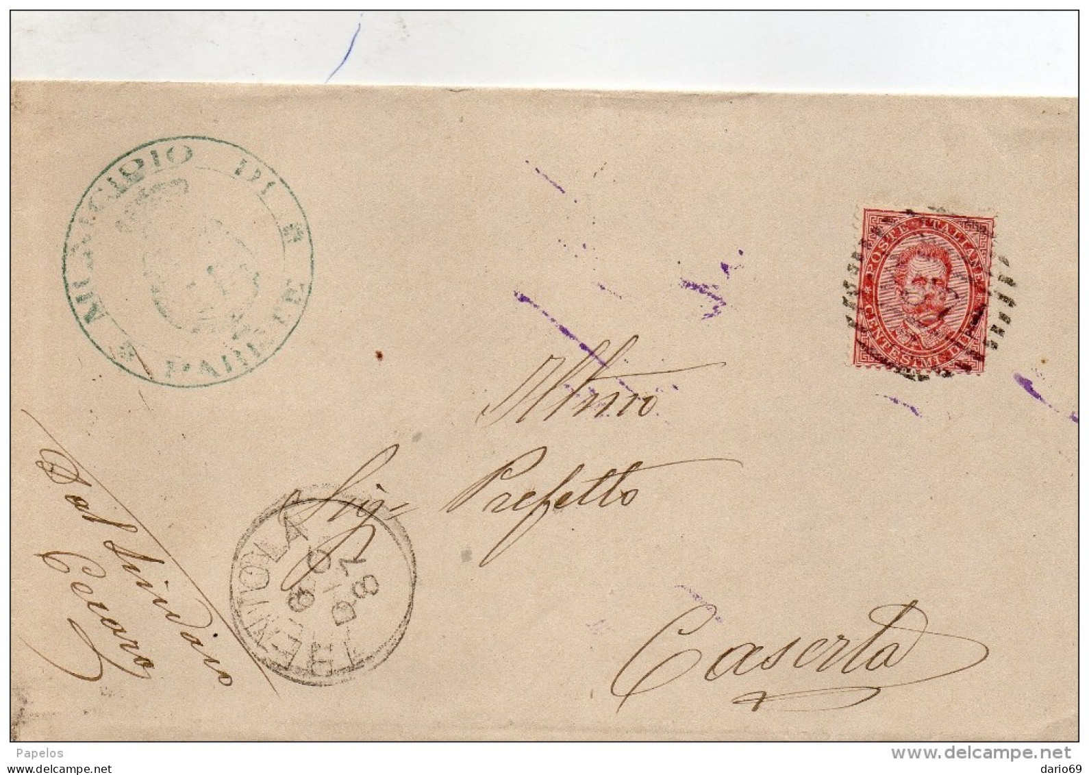 1887  LETTERA CON ANNULLO TRENTOLA  CASERTA + COMUNALE PARETE - Poststempel