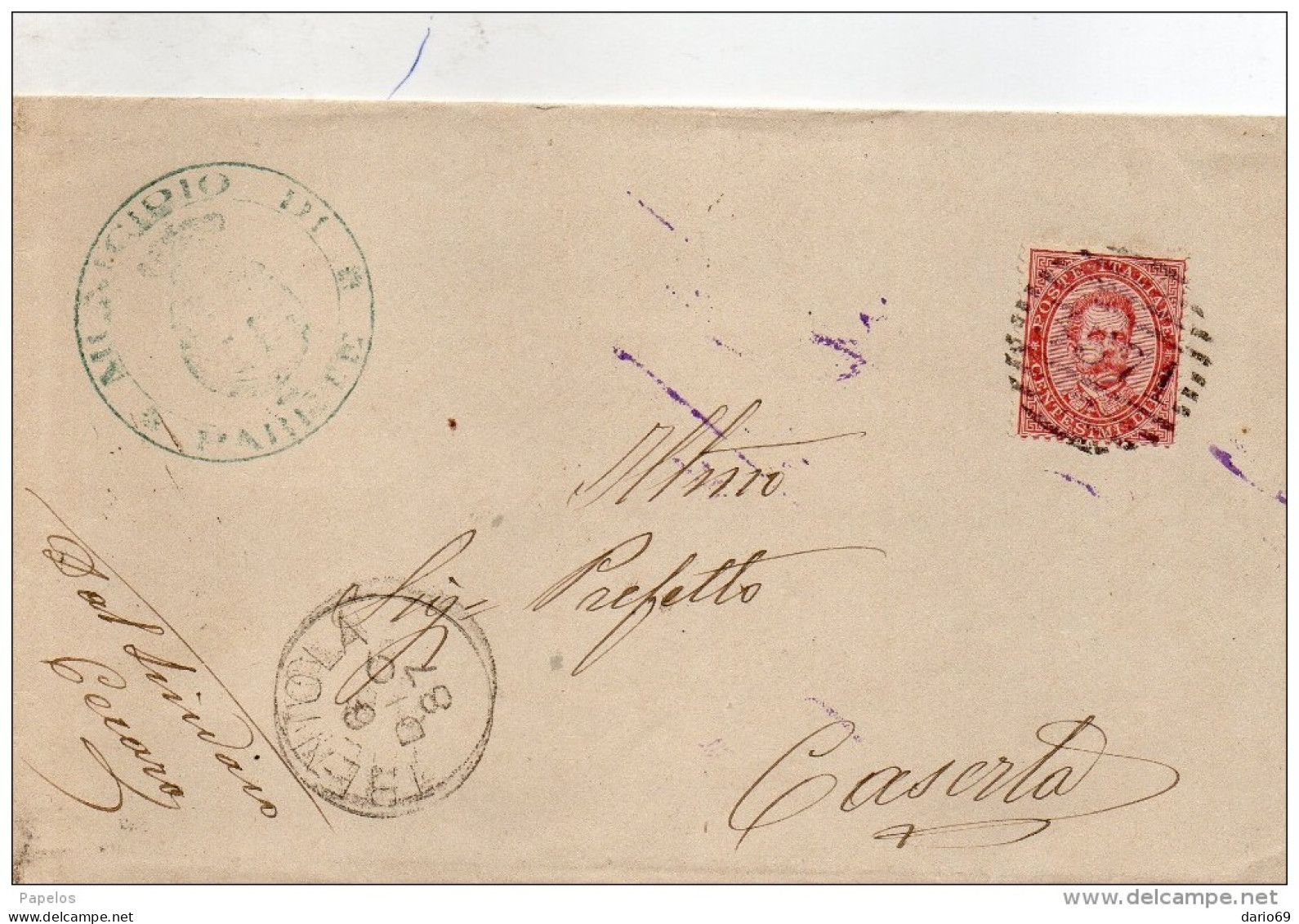 1887  LETTERA CON ANNULLO TRENTOLA  CASERTA + COMUNALE PARETE - Marcofilie