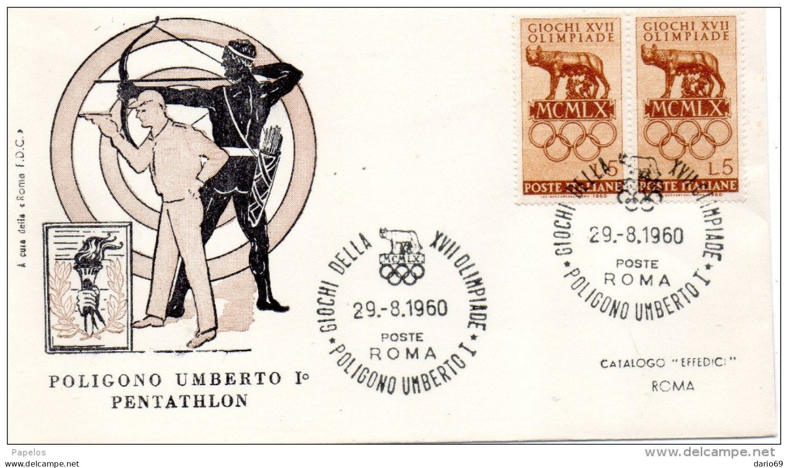 1960 LETTERA CON ANNULLO GIOCHI DELLA XVII OLIMPIADE ROMA - FDC