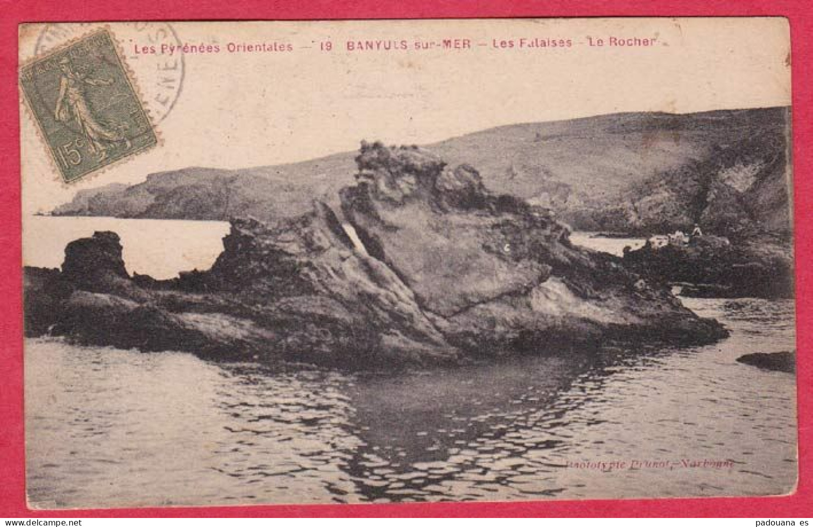 AD226 66 PYRENEES ORIENTALES BANYULS  SUR MER  LES FALAISES LE ROCHER CIRCULEE 1917 - - Banyuls Sur Mer