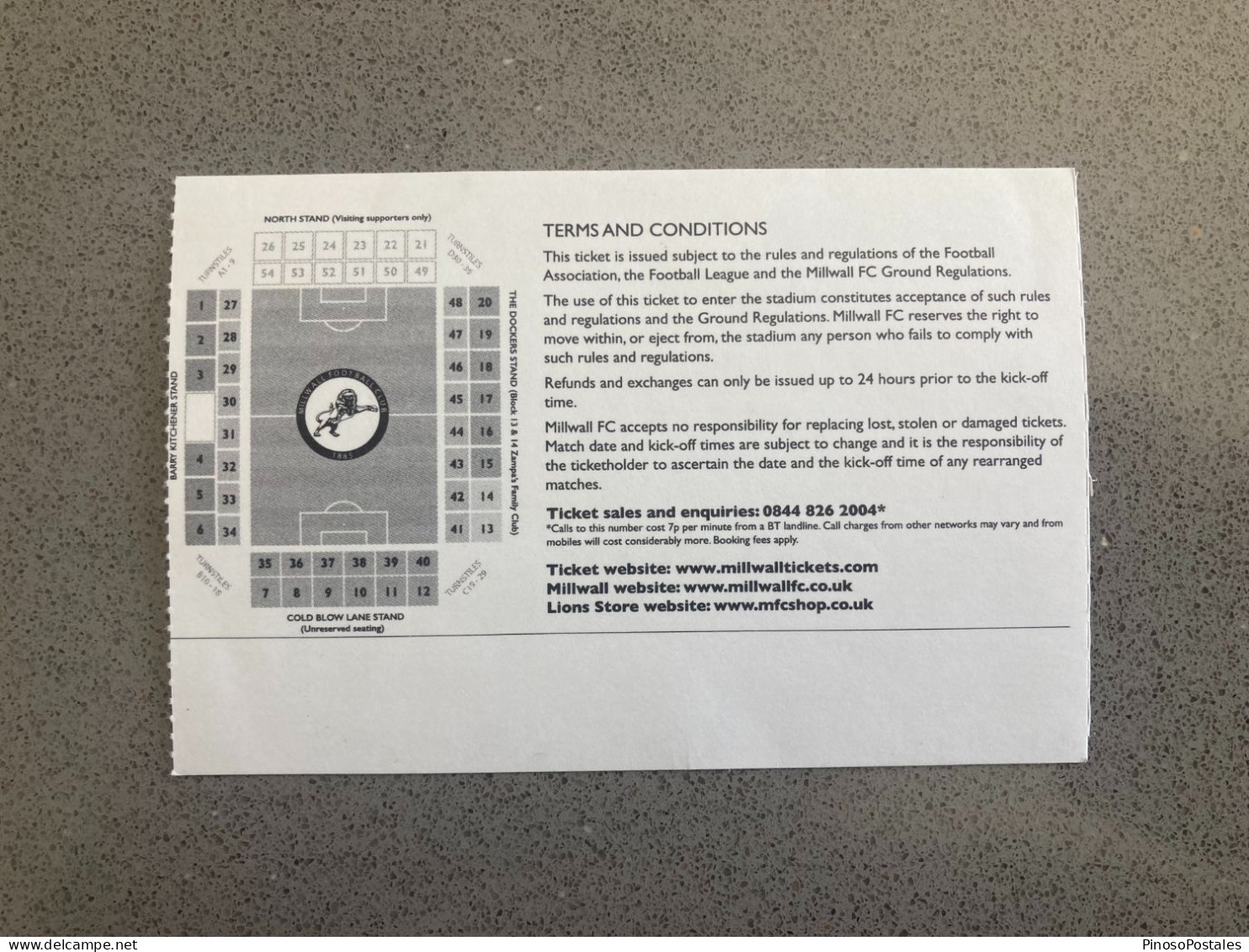 Millwall V Birmingham City 2017-18 Match Ticket - Tickets D'entrée