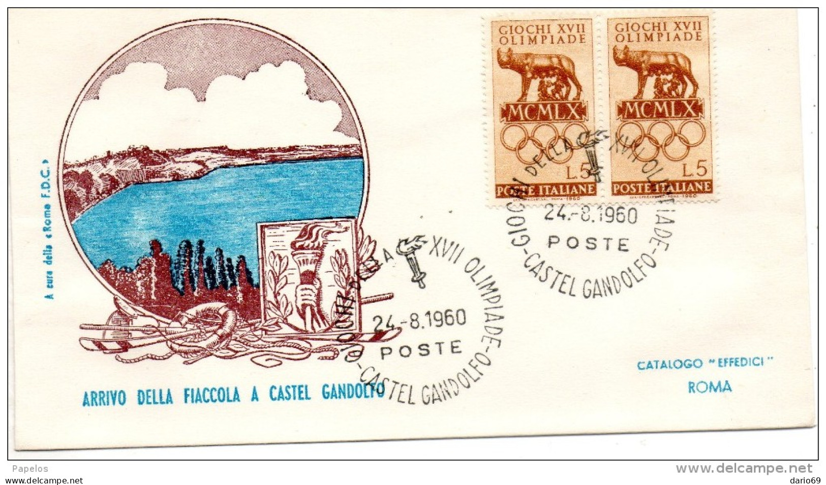 1960 LETTERA CON ANNULLO GIOCHI DELLA XVII OLIMPIADE ROMA - FDC