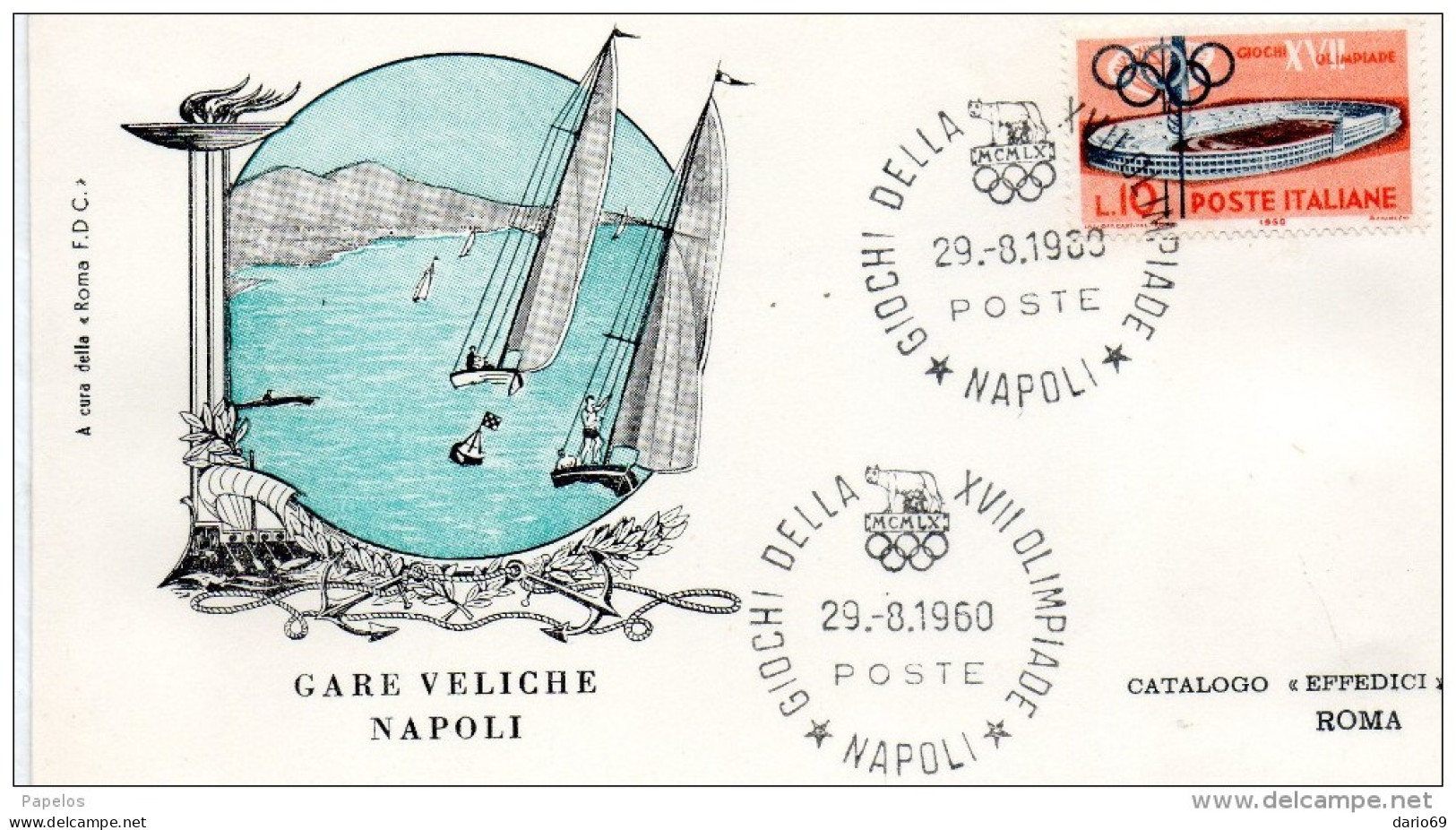 1960 LETTERA CON ANNULLO GIOCHI DELLA XVII OLIMPIADE ROMA - FDC