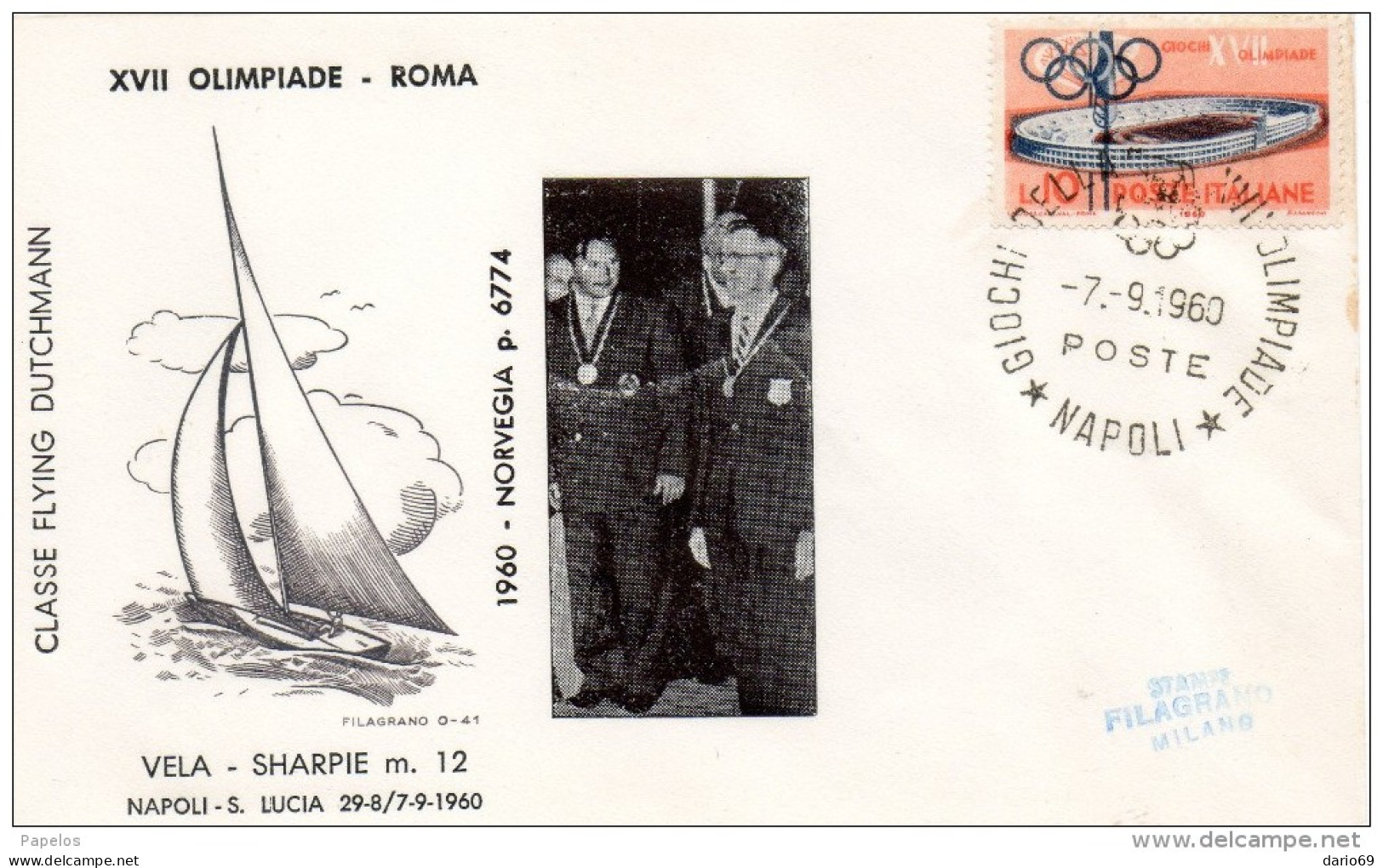 1960 LETTERA CON ANNULLO GIOCHI DELLA XVII OLIMPIADE ROMA - FDC