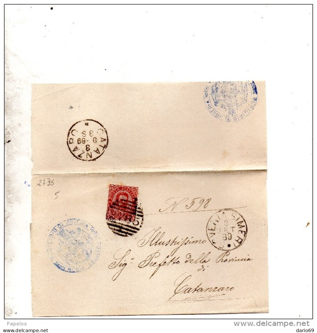 1889  LETTERA CON ANNULLO SOMERIA SIMERI CATANZARO - Storia Postale