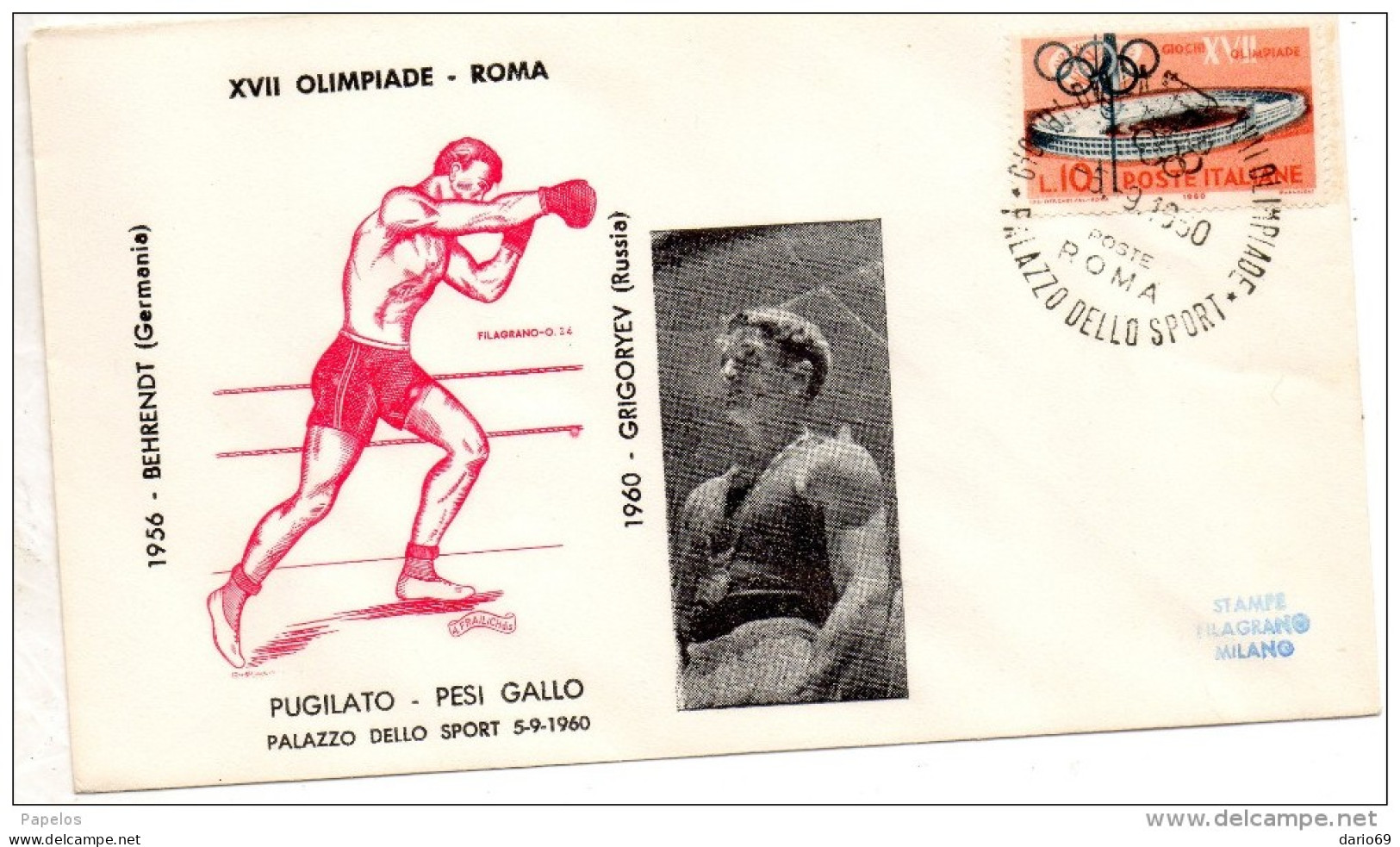 1960 LETTERA CON ANNULLO GIOCHI DELLA XVII OLIMPIADE ROMA - FDC