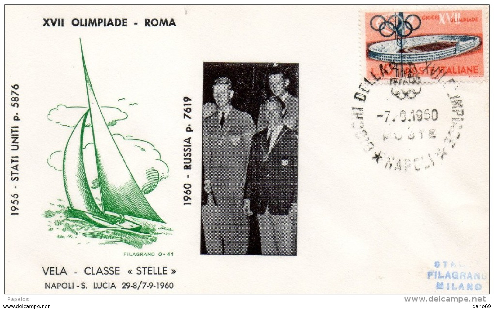 1960 LETTERA CON ANNULLO GIOCHI DELLA XVII OLIMPIADE ROMA - FDC
