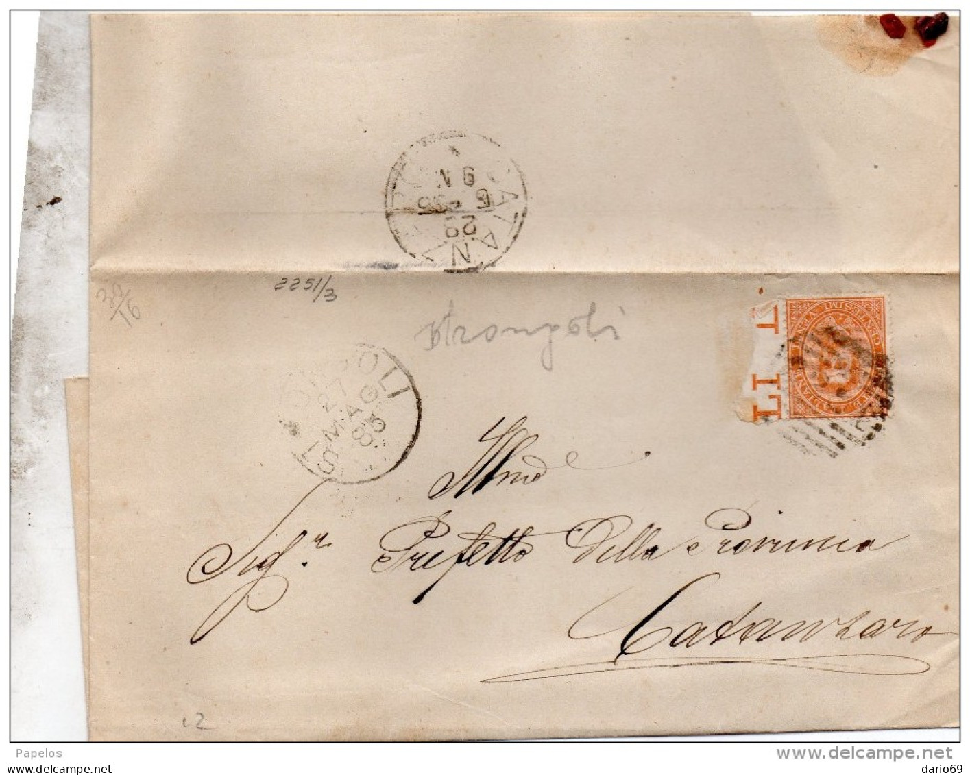 1885  LETTERA CON ANNULLO STRONGOLI CROTONE - Poststempel