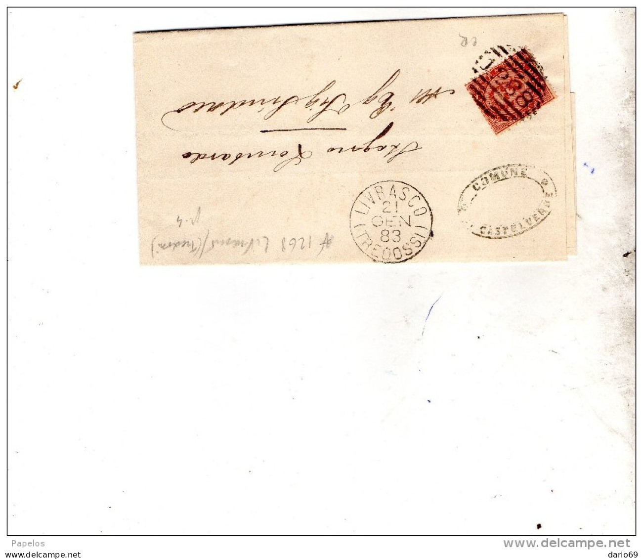 1881  LETTERA CON ANNULLO TREDOSSI CREMONA - Storia Postale