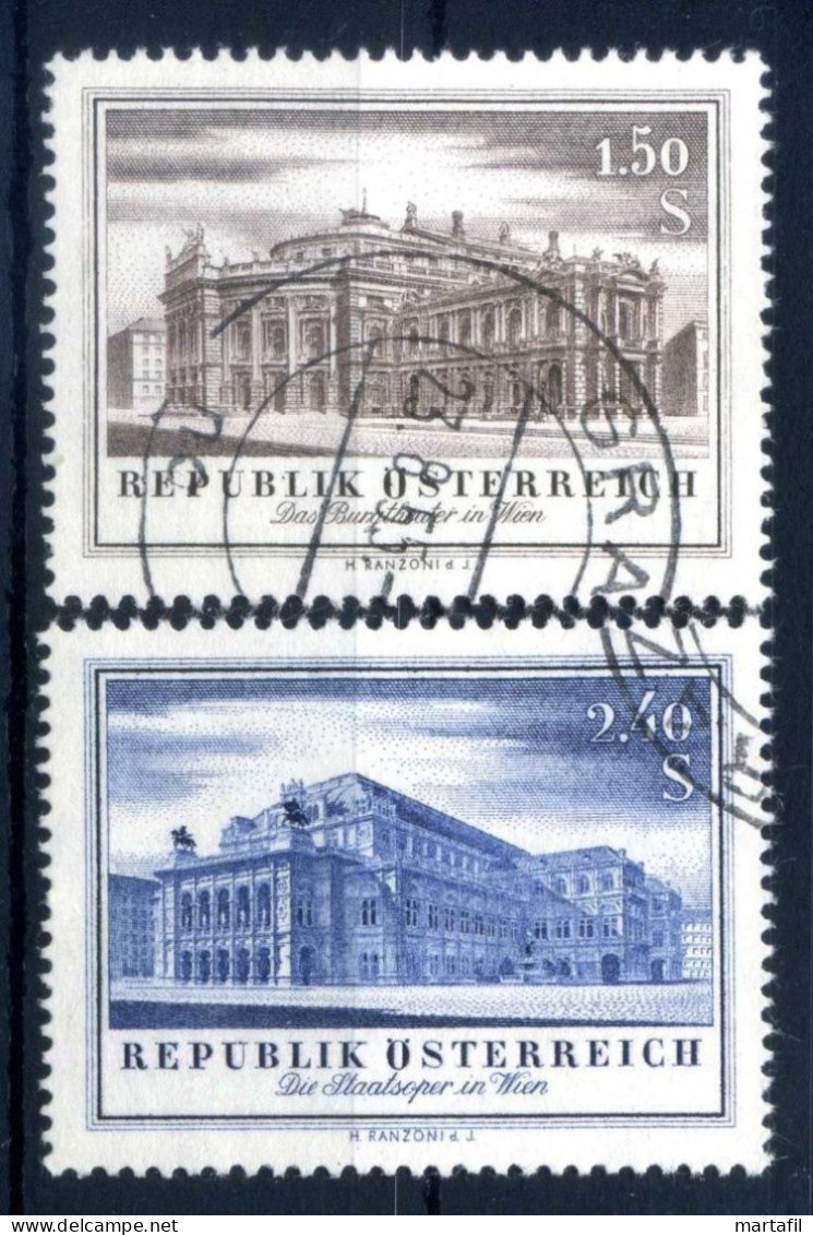 1955 AUSTRIA SET USATO 853/854 Riapertura Del Burgtheater E Dell'Opera Di Stato - Oblitérés