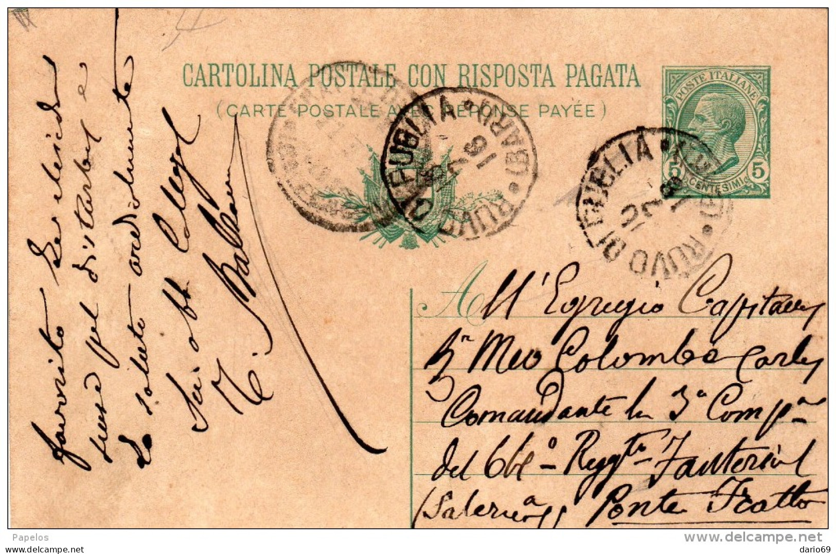 1918 CARTOLINA  CON ANNULLO RUVO DI PUGLIA BARI - Stamped Stationery