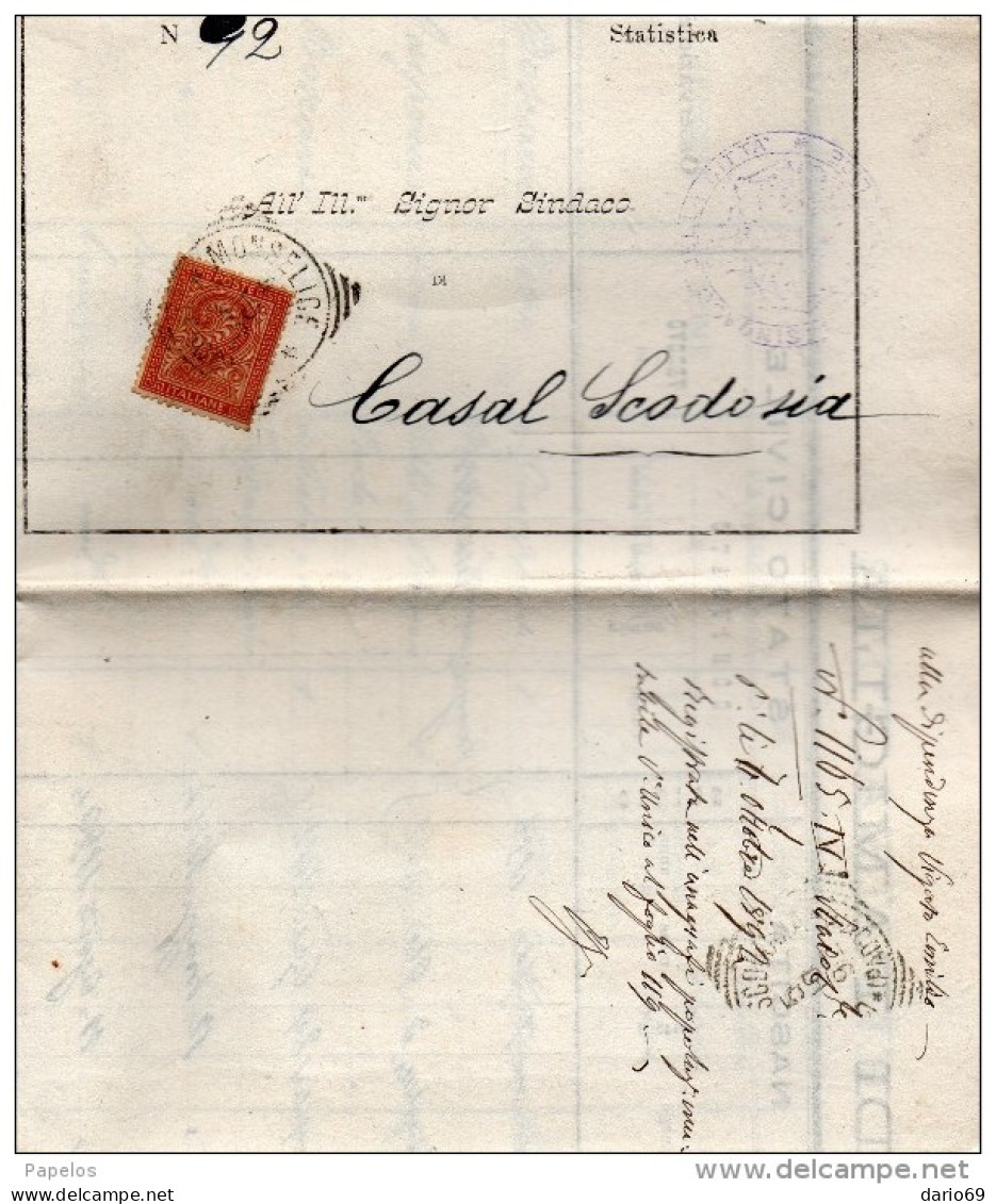 1892 LETTERA CON ANNULLO MONSELICE PADOVA - Poststempel